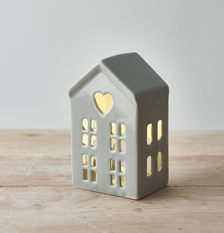 DAINTY GREY LED HOUSE, 12CM - Pretty Perfect Gifts uk
