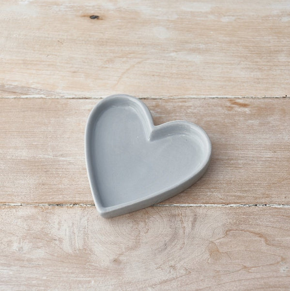 GREY CERAMIC HEART TRINKET DISH, 12CM - Pretty Perfect Gifts uk