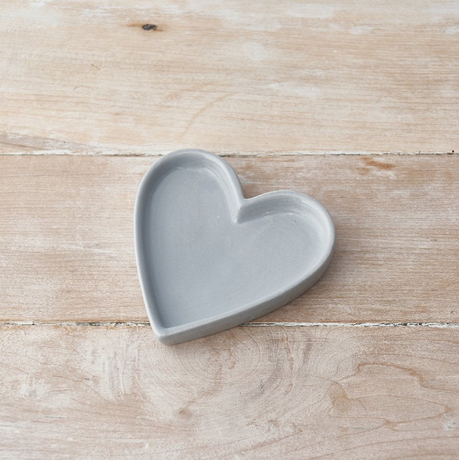 GREY CERAMIC HEART TRINKET DISH, 12CM - Pretty Perfect Gifts uk