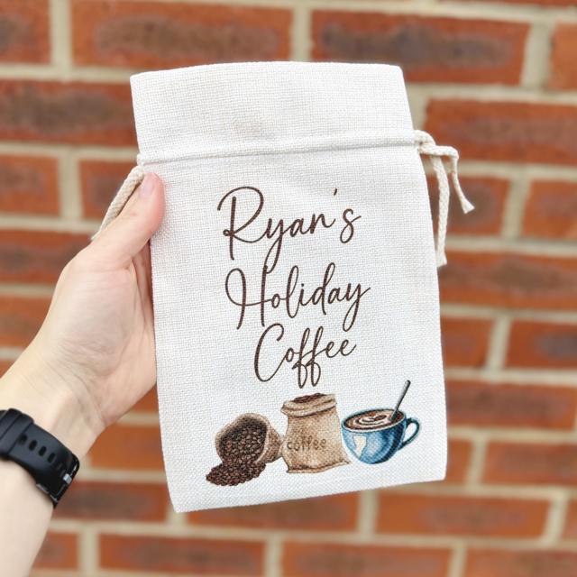 Coffee Holiday Named Drawstring Pouch - Pretty Perfect Gifts uk