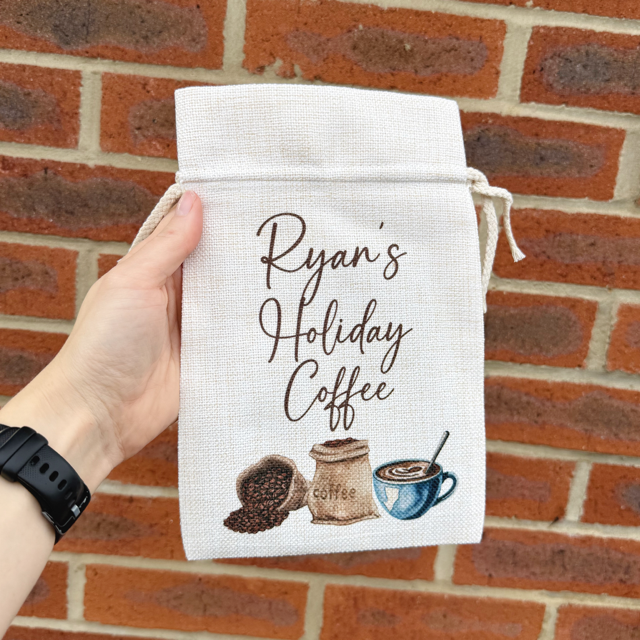 Coffee Holiday Named Drawstring Pouch - Pretty Perfect Gifts uk
