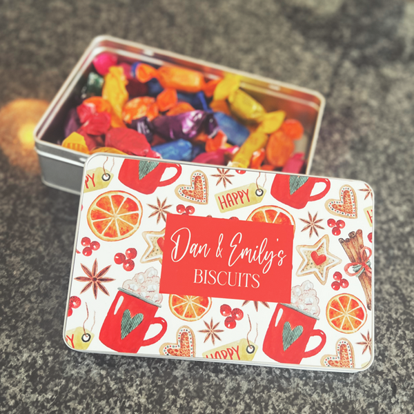 Christmas Biscuit Personalised Metal Tin Pretty Perfect Gifts uk