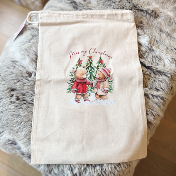 Merry Christmas Bear Couples Medium Sack - End Of Season Sale - Pretty Perfect Gifts uk