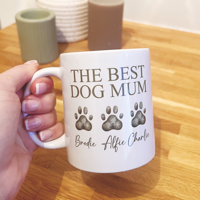 The Best Dog Mum Custom Mug with Paw