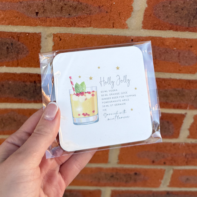 Holly Jolly Christmas Cocktail Coasters - End of Season Sale - Pretty Perfect Gifts uk