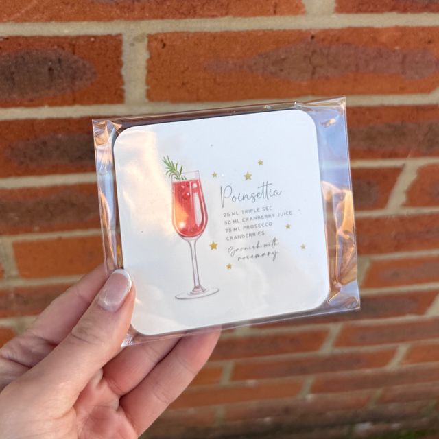 Poinsettia Cocktail Coasters - End of Season Sale - Pretty Perfect Gifts uk
