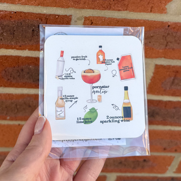 Passion Fruit Martini Recipe Coaster - End of Season Sale - Pretty Perfect Gifts uk