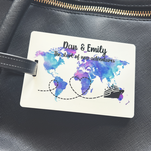 Colourful World Map Personalised Cruise Luggage Tag Pretty Perfect Gifts uk
