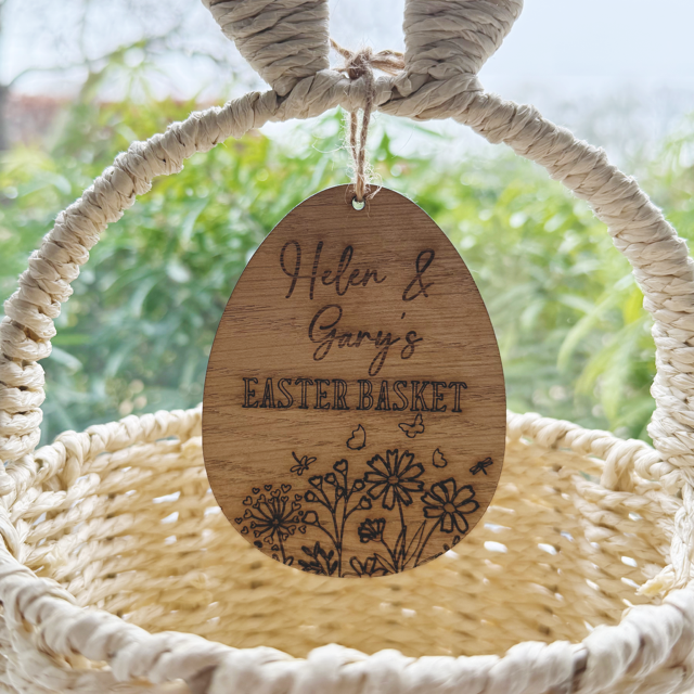 Easter Basket Personalised Tag & Basket Set - Pretty Perfect Gifts uk