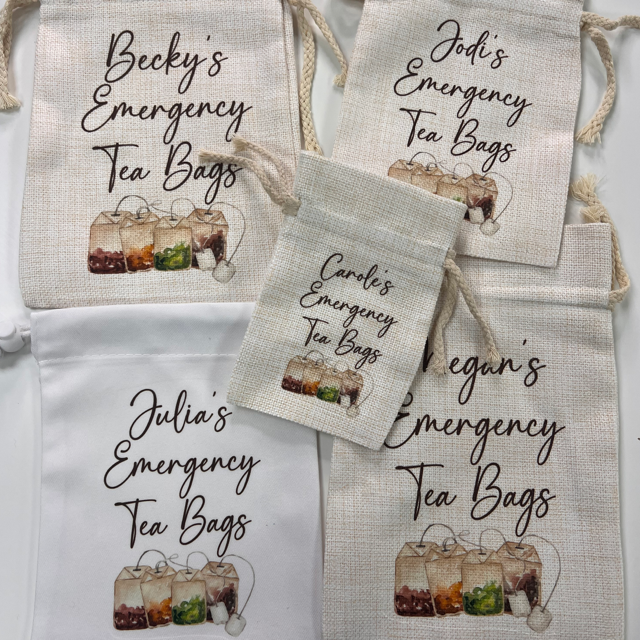 Emergency Tea Bags Named Drawstring Pouch - Pretty Perfect Gifts uk