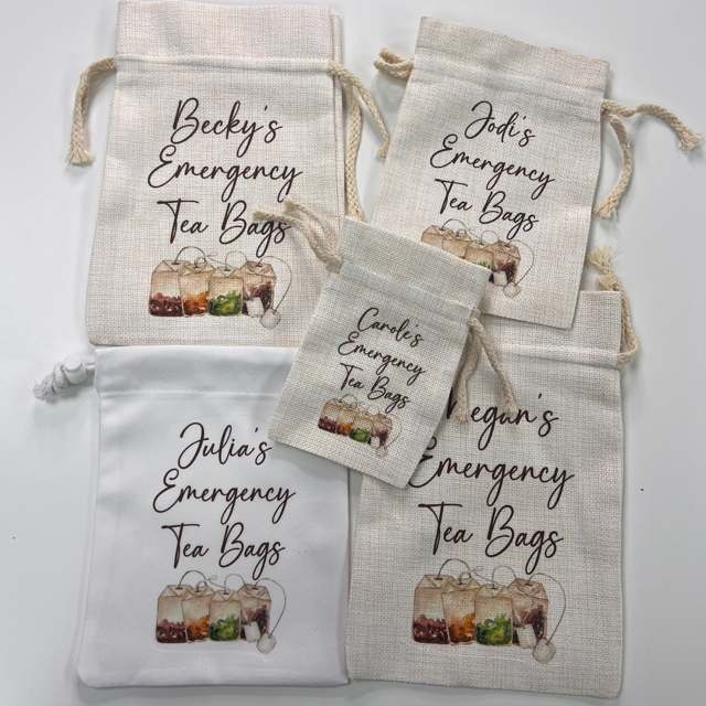 Emergency Tea Bags Named Drawstring Pouch - Pretty Perfect Gifts uk