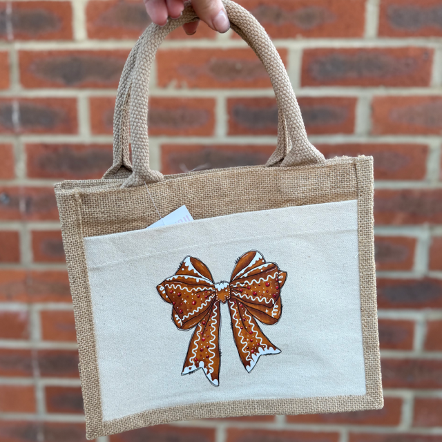 Gingerbread Bow Tote Bag - End of Season Sale - Pretty Perfect Gifts uk