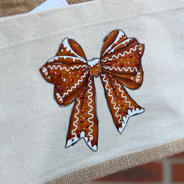 Gingerbread Bow Tote Bag - End of Season Sale - Pretty Perfect Gifts uk