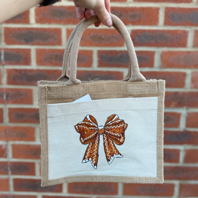 Gingerbread Bow Tote Bag - End of Season Sale - Pretty Perfect Gifts uk