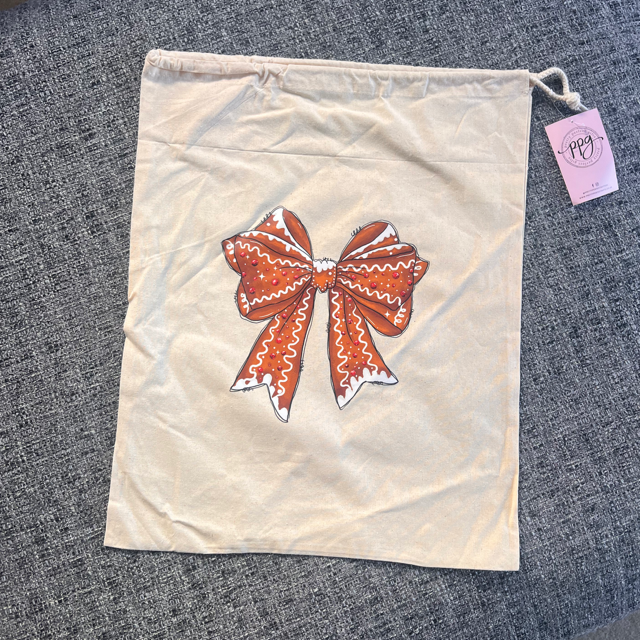 Gingerbread Bow Large Sack - End Of Season Sale - Pretty Perfect Gifts uk