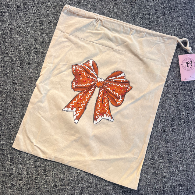 Gingerbread Bow Large Sack - End Of Season Sale - Pretty Perfect Gifts uk