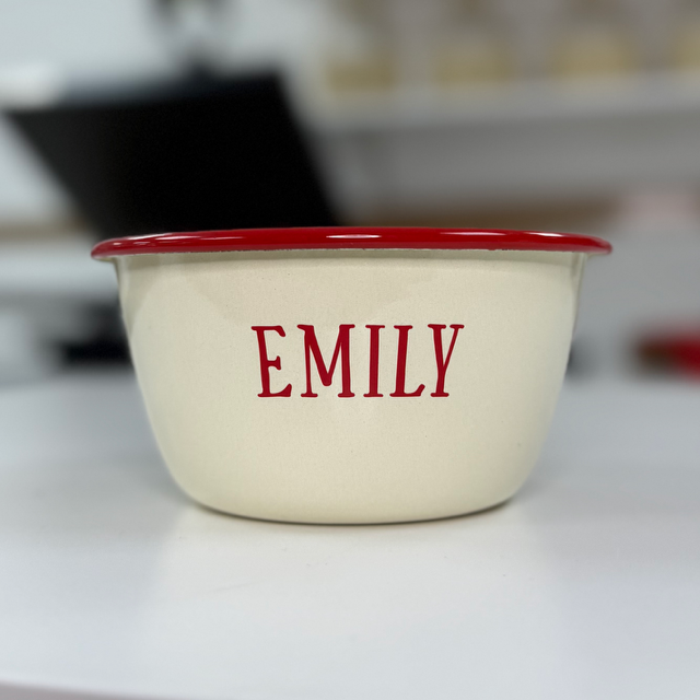 , small 14cm cream bowl with coloured rim
