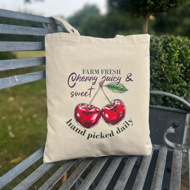 Cherry Slogan Tote Bag