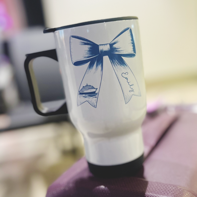 Cruise Bow Personalised Travel Mug - Pretty Perfect Gifts uk