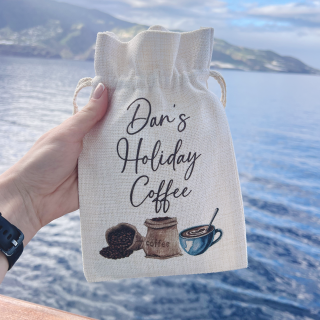 Coffee Holiday Named Drawstring Pouch - Pretty Perfect Gifts uk
