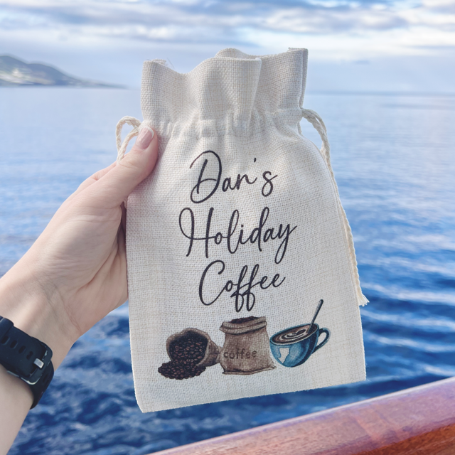 Coffee Holiday Named Drawstring Pouch - Pretty Perfect Gifts uk