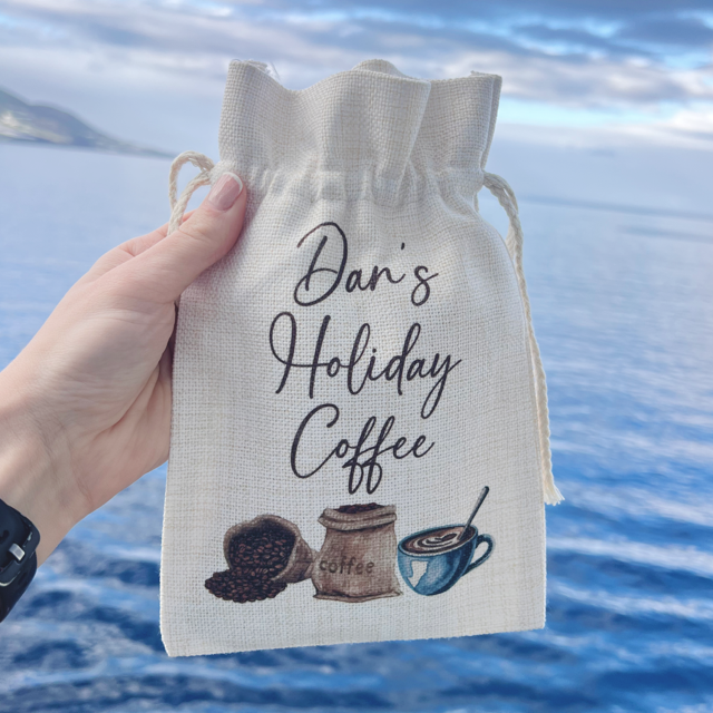Coffee Holiday Named Drawstring Pouch - Pretty Perfect Gifts uk