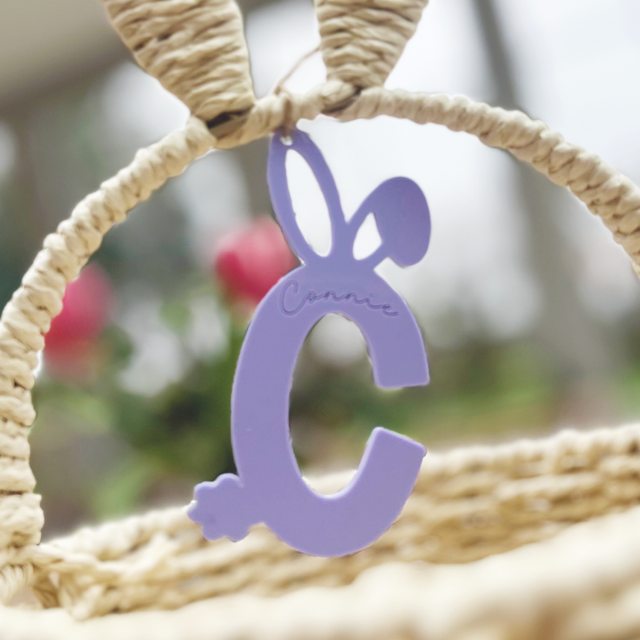 Acrylic Bunny Initial Personalised Easter Tag - Pretty Perfect Gifts uk