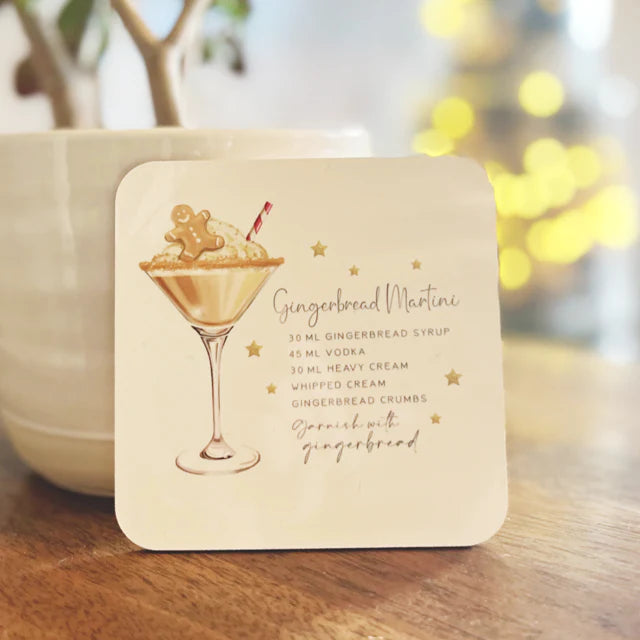 Gingerbread Martini Christmas Cocktail Coasters - End of Season Sale - Pretty Perfect Gifts uk