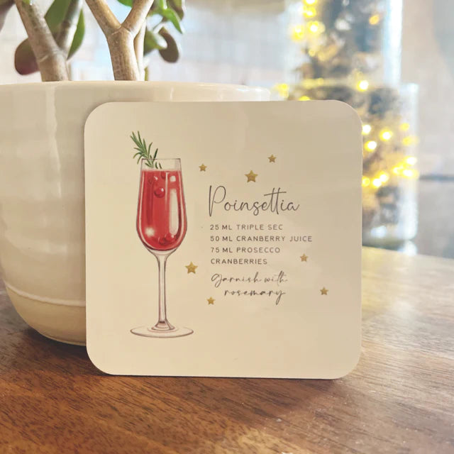 Poinsettia Cocktail Coasters - End of Season Sale - Pretty Perfect Gifts uk