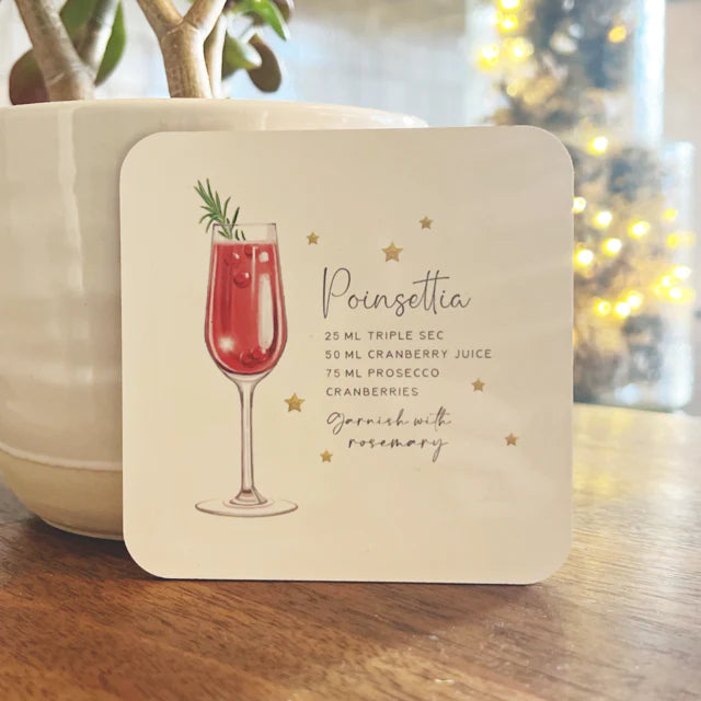 Poinsettia Cocktail Coasters - End of Season Sale - Pretty Perfect Gifts uk
